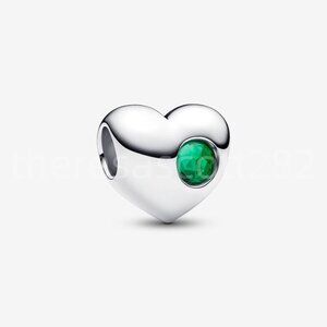 Pandora Engravable Green Stone Heart Charm